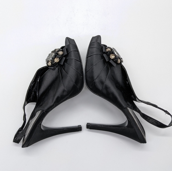 ✨3/$15 Moda Spana black bead embellished heel shoes 7 - Picture 10 of 12